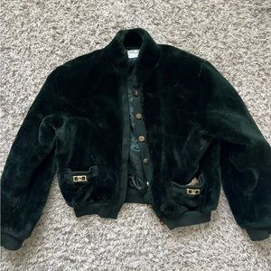 St. Johns Faux Fur Coat - Small - Dark Green